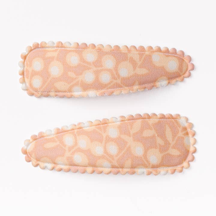 Delilah Peach Floral Fabric Hair Clips for wholesale by Frankie & Claude