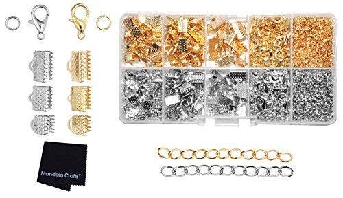 Mandala Crafts – wholesale Craft supplies – Ribbon Crimps for Jewelry Making, Ribbon Clamps, Fold Over Cord Ends, Jewelry Finding Kit for Bracelets, Bookmarks; by Mandala Crafts8