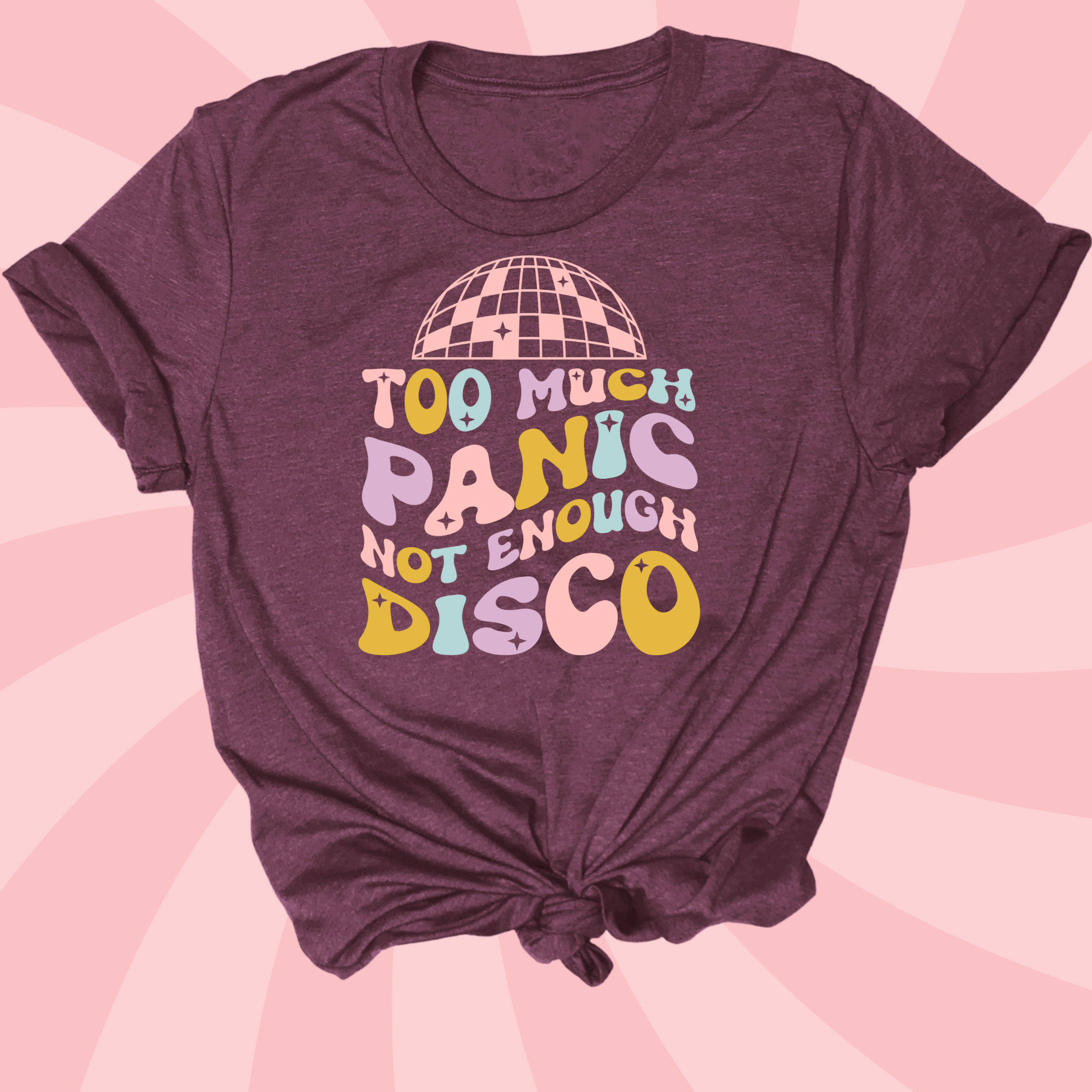 Bag It Up Boutique – wholesale T-shirt (graphic) – women's – Too Much Panic Not Enough Disco Tee0