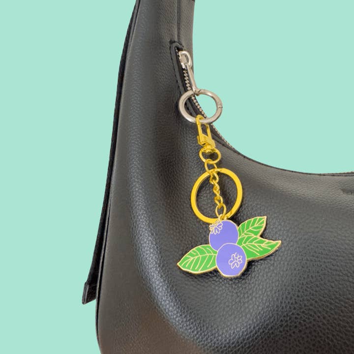 Jenny Lemons - Wholesale Keychain - Women's - Blueberry Enamel Bag Charm & Key Chain3