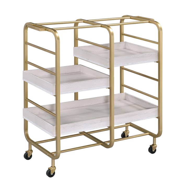 Vorrik Serving Cart, Gold & White-Washed for wholesale by Acme Furniture Industry, Inc.
