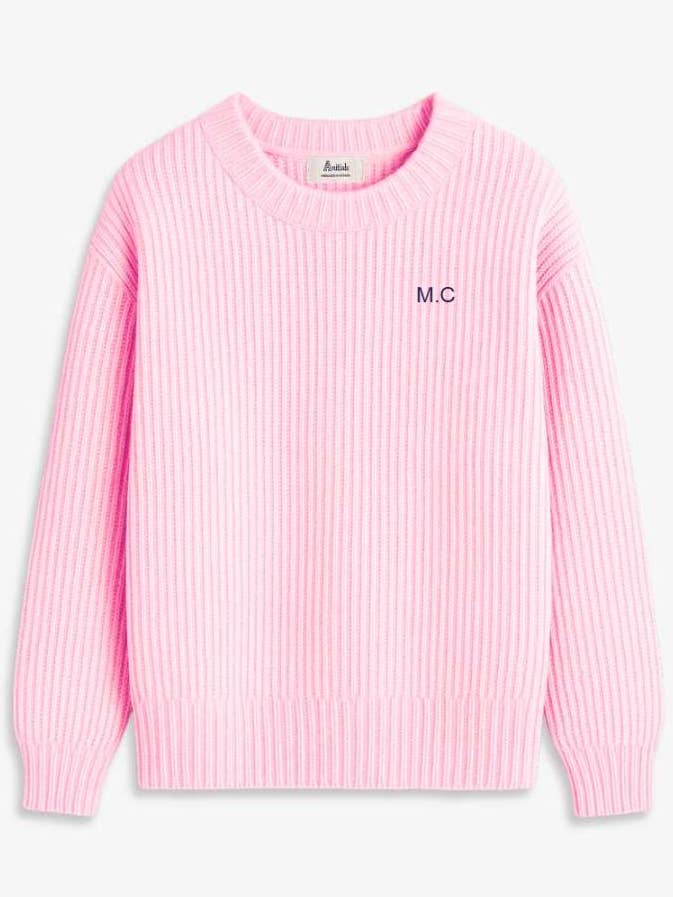 LYSERØD STRIKJERSEY | MINIMALISTISK BRODERI for engroshandel hos Anitials