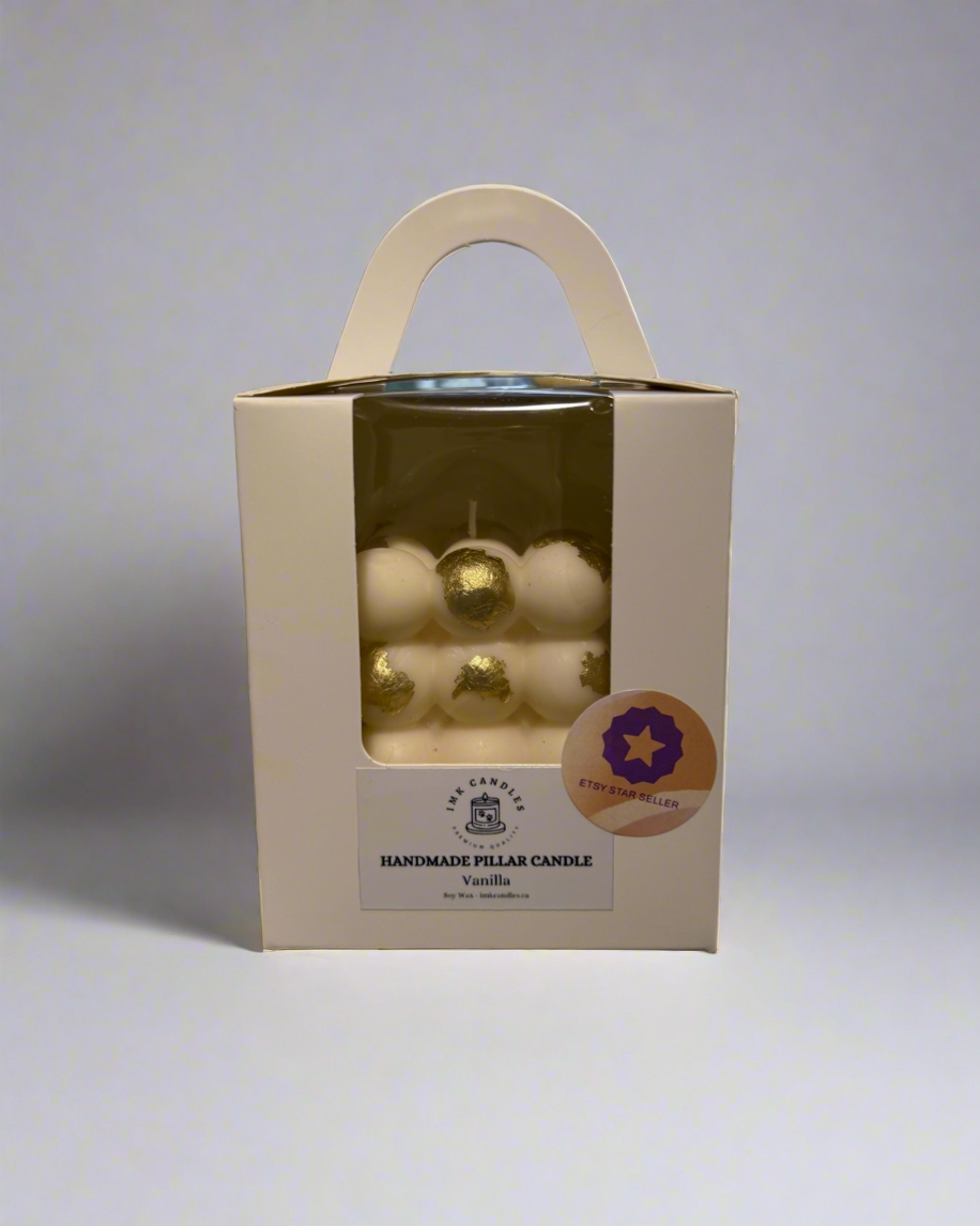 IMK Candles – Engroshandel Søjlelys – LUKSURIØS BOBLELYS Med Guldblade (40+ forskellige dufte)4