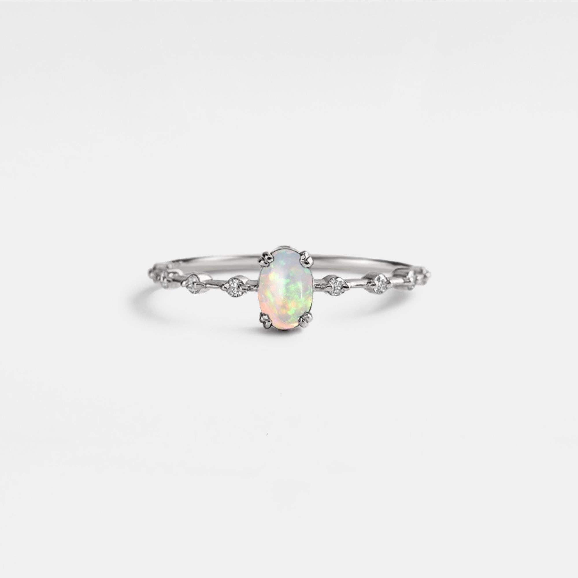 Perimade & Co. LLC - Wholesale Multi-Stone Ring - Dainty Oval Opal Cabochon Band Ring in  925 Sterling Silver1
