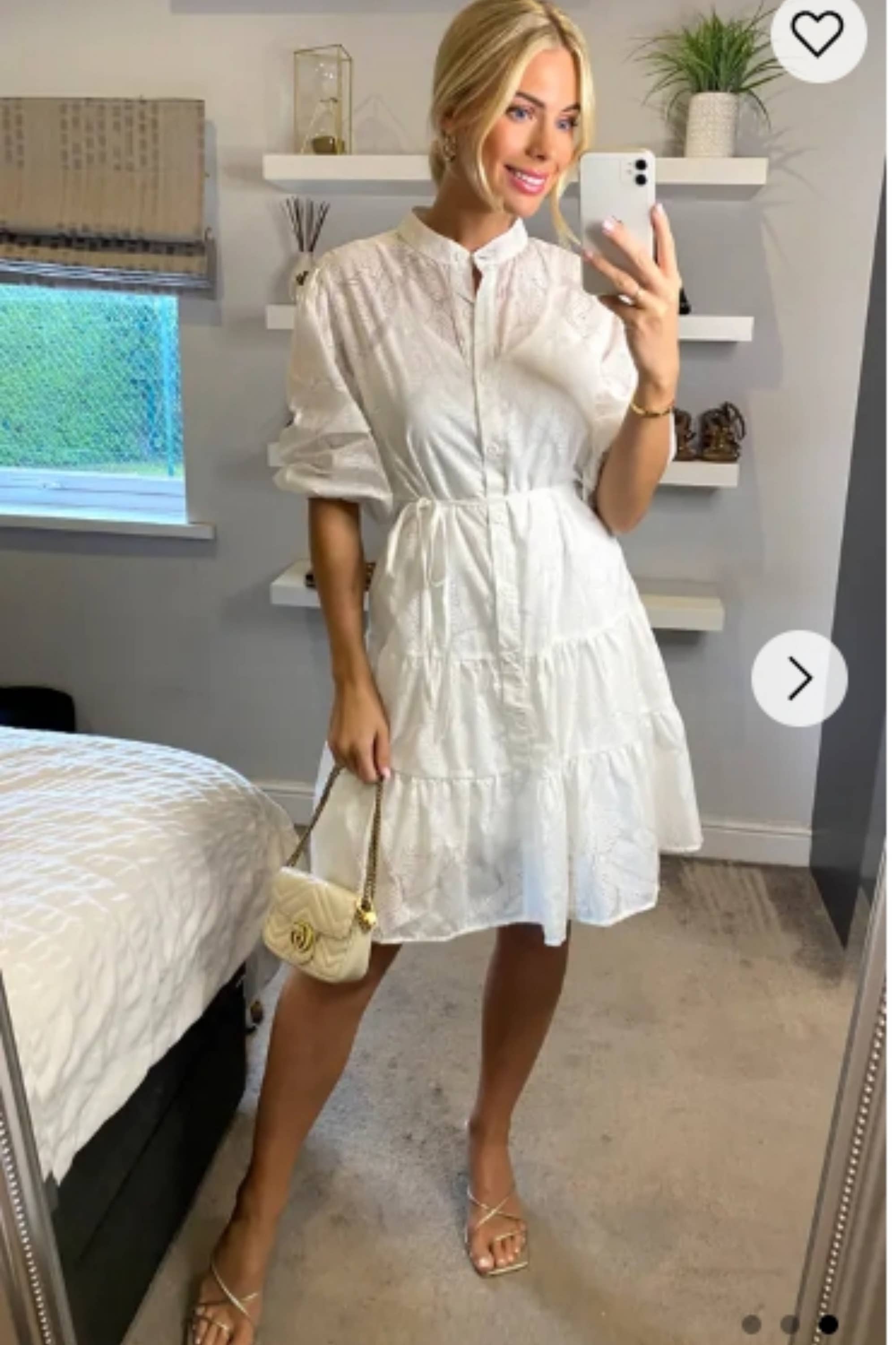 CY FASHION. LONDON - Wholesale Jurk - Dames - Hemdjurk met Leave's patroon in wit2