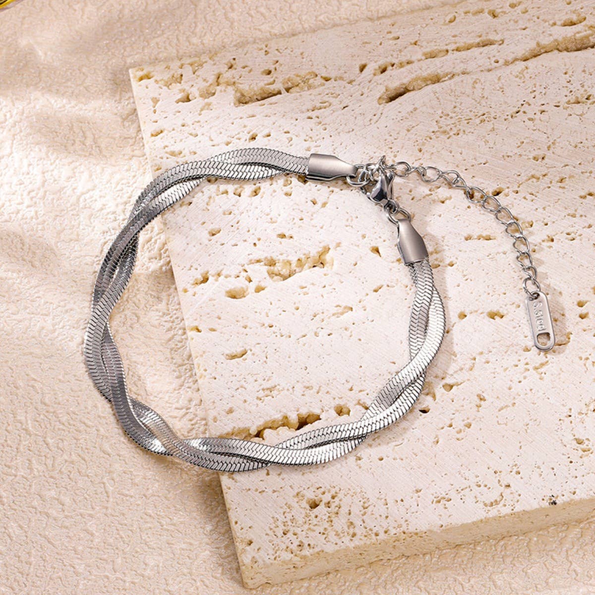 Gemscape UK - Vente Bracelets maillon et chaîne - Bracelet Chaîne Serpent Argent Torsadé pour Femme – Ajustable2