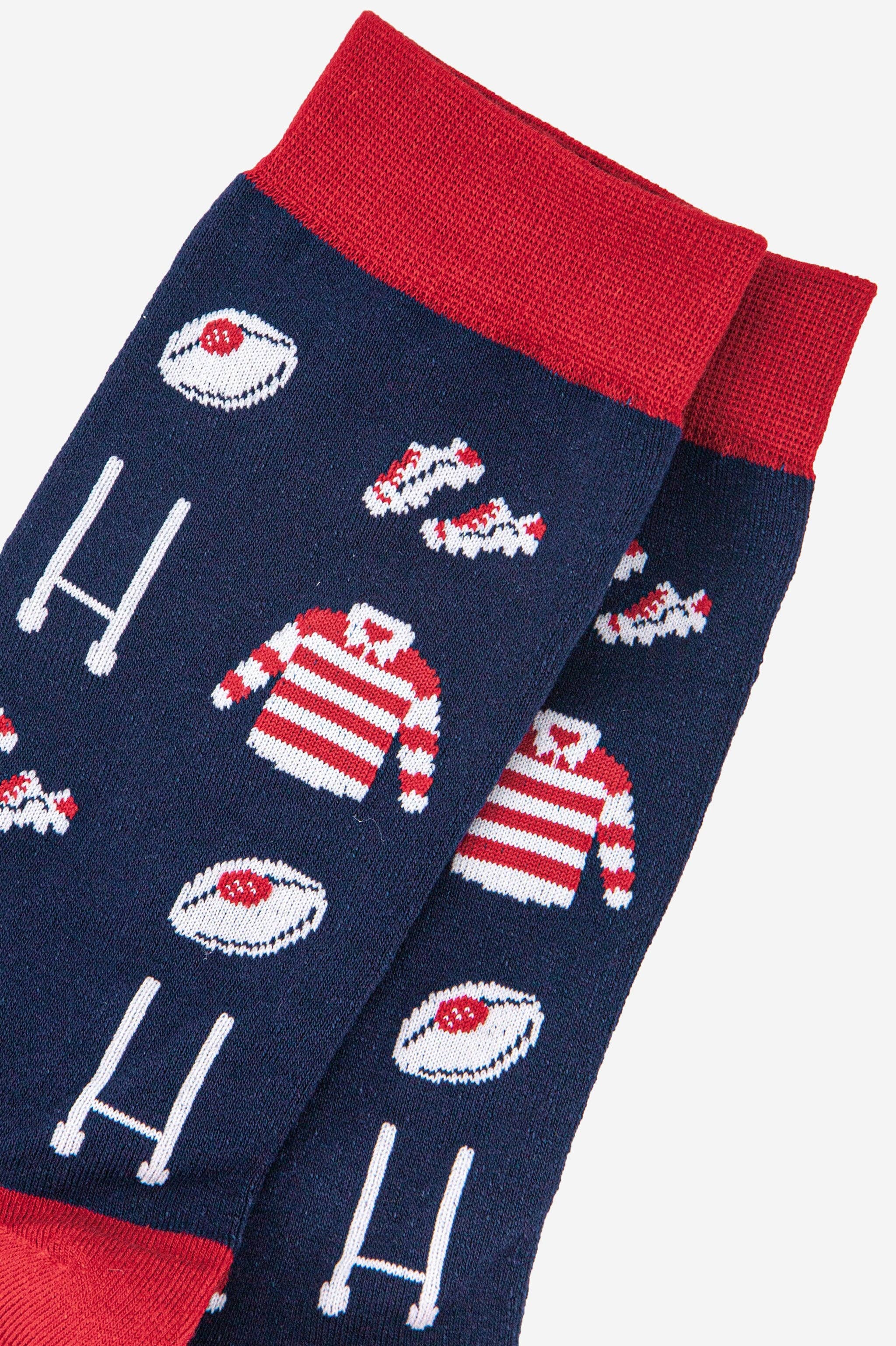 Sock Talk - Wholesale Socks - Men's - Men's Rugby Goal Kit Bamboo Socks  in Navy and Red1