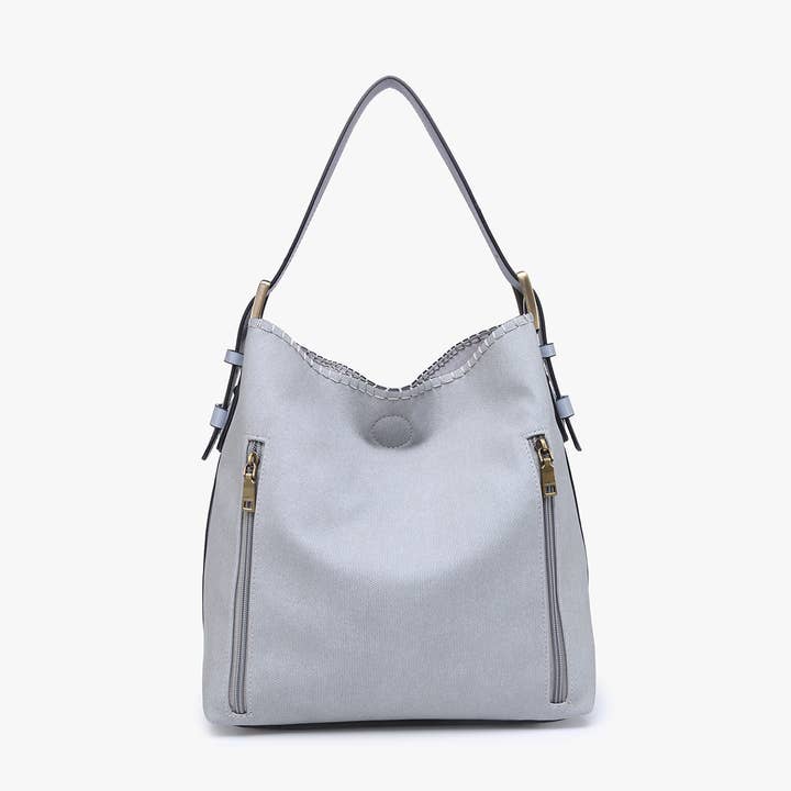 Grey Blue M1816CN Alexa Canvas 2-in-1 Hobo Bag w/ Dual Zip for wholesale on Faire