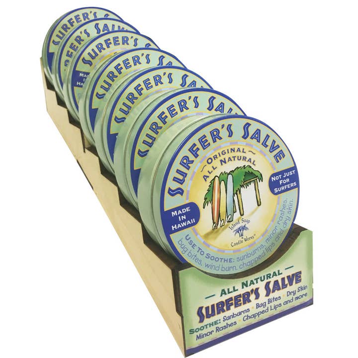 Island Soap & Candle Works - Wholesale Retailer Display - Beauty & Wellness - Display for Large Surfer's Salve Tins - Product not included