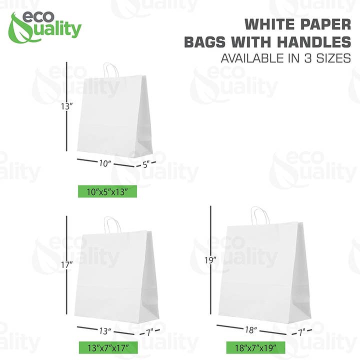 EcoQuality - Wholesale Gift Bag - EcoQuality 10x5x13 Small White Kraft Paper Gift Bags
