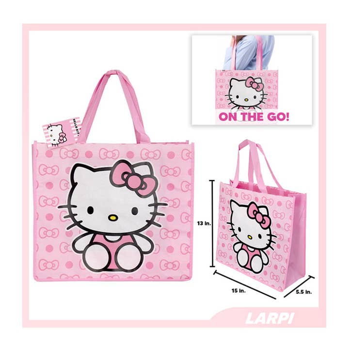 PINEAPPLE Beauty - Wholesale Tote Bag - Women's - UPD LARPI Hello Kitty Large Eco Friendly Tote Bag - 24
