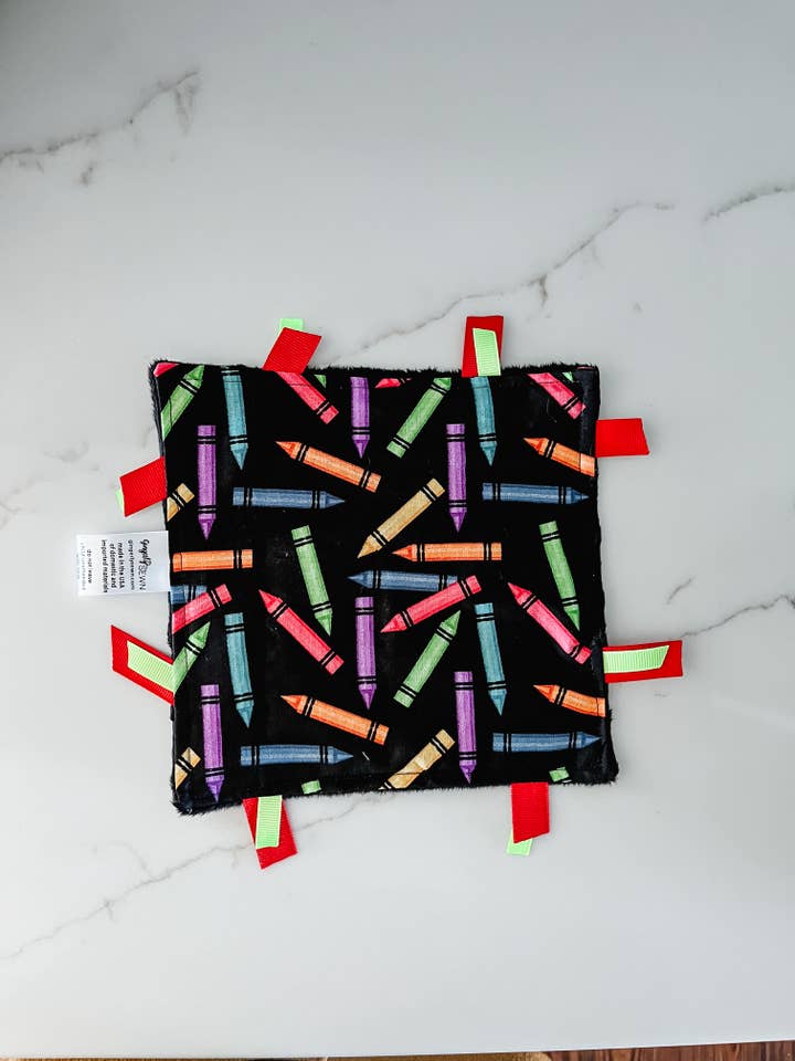 crayon crinkle sensory toy for baby for wholesale by Gingerly Sewn