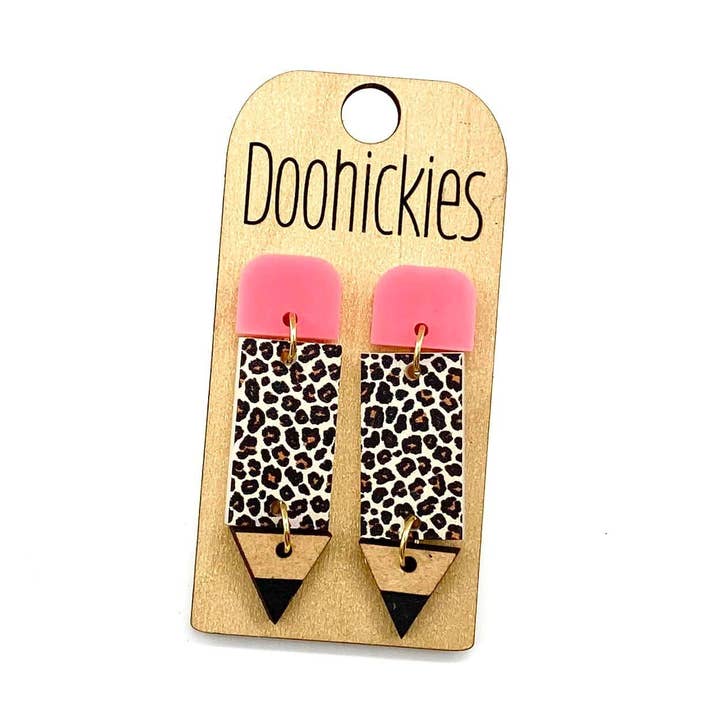 Doohickies - Wholesale Dangle Earrings - 2" Lil' Pencil Acrylic Dangles - Back to School Teacher Earrings