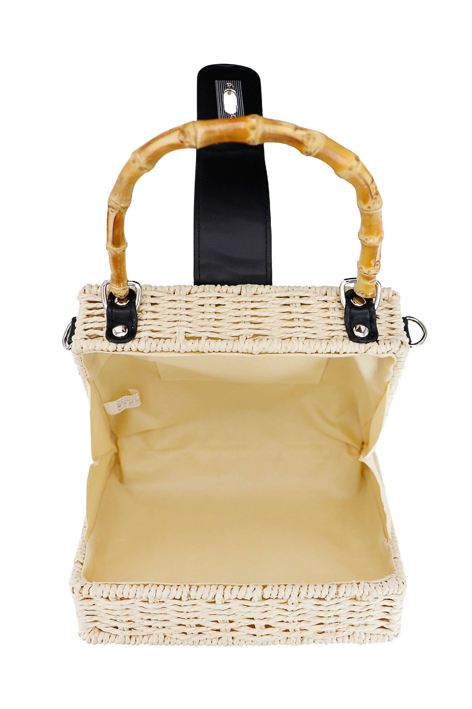 Cap Zone – Engroshandel Messenger bag – Kvinder – Mock Bambushåndtag Kubisk Rattan Strandtaske7