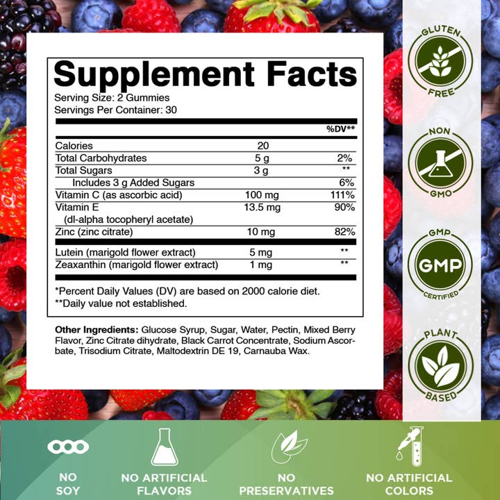 Vitamatic - Wholesale Oral supplement/vitamin - Vitamatic Eye Health Gummies Mixed Berry Flavor-60 Gummies 1