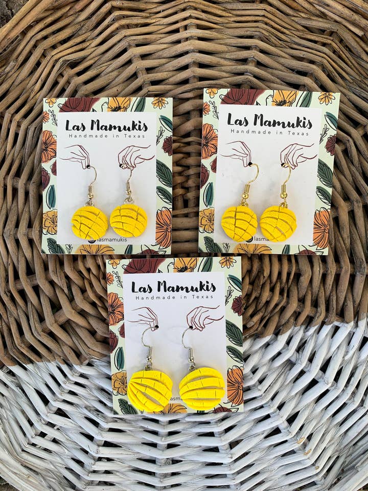 Yellow Concha Dangles for wholesale by Las Mamukis