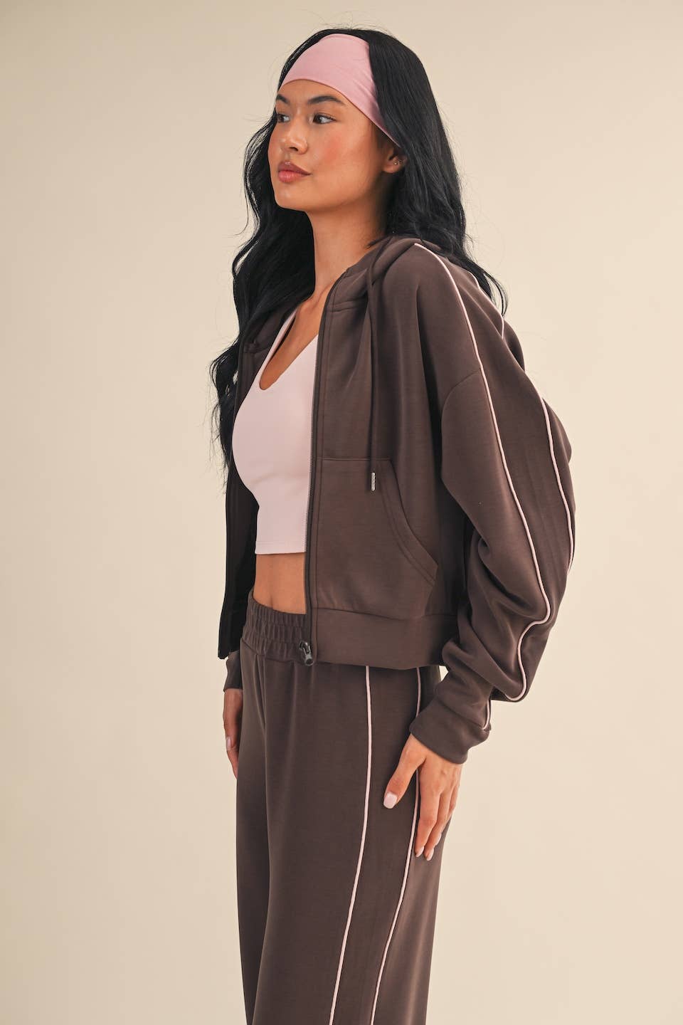 KIMBERLY C - Vendita all'ingrosso Giacca sportiva - Donna - Felpa con cappuccio e zip in scuba super morbida con profili28