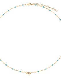Turquoise Enamel Eye Talisman Necklace for wholesale by AJS Design Studio