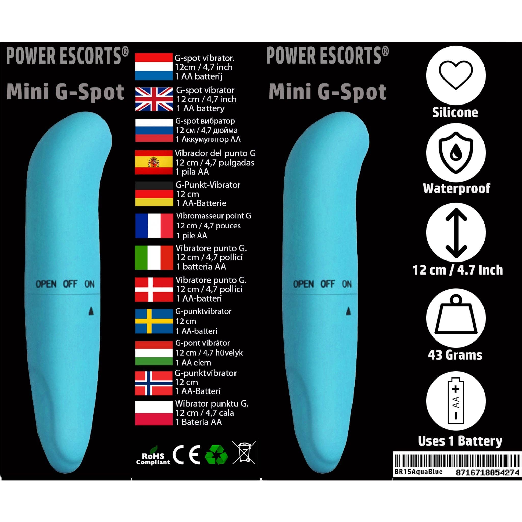 Kinky Pleasure - Vente Sex toys - Power Escorts - BR15 - Mini vibromasseur point G - 5 couleurs14