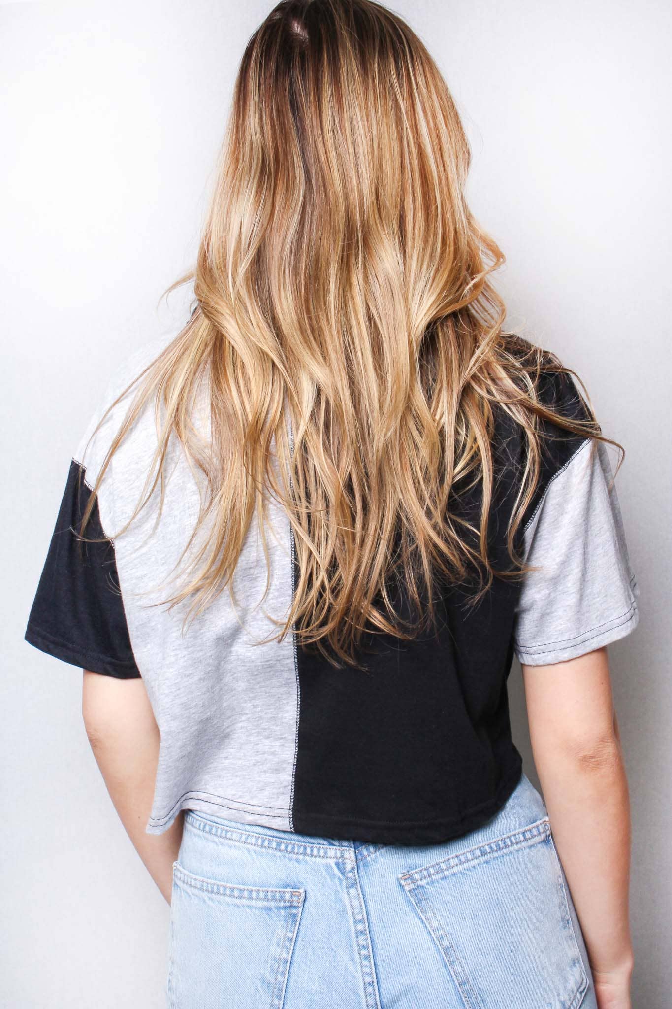 Good Stuff Apparel – Engroshandel T-shirt – til kvinder – Kvinders kortærmet V-hals to tonet afgrøde Top3