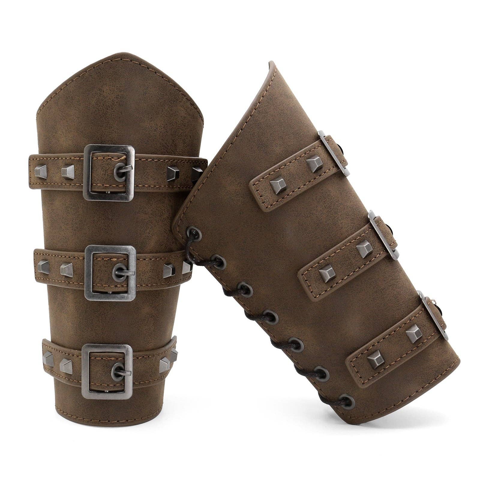 SALINA TRADING INC - Wholesale Costume – Women's - Medieval Leather Wrist Cuffs Retro Punk Arm Guards Festival Costume Accessories3