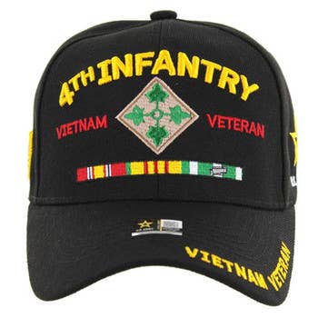 S & J Gift Inc - Venta al por mayor Gorra de béisbol - Unisex - GORRA DE VETERANO DE VIETNAM DE LA 4ª INFANTERÍA DEL EJÉRCITO DE EE. UU. CON LICENCIA