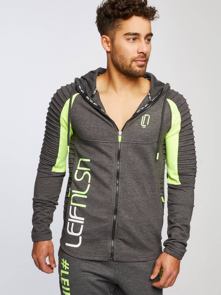 Men's Gym Sweat Jacket Hood LN-8288 for wholesale by Leif Nelson GmbH