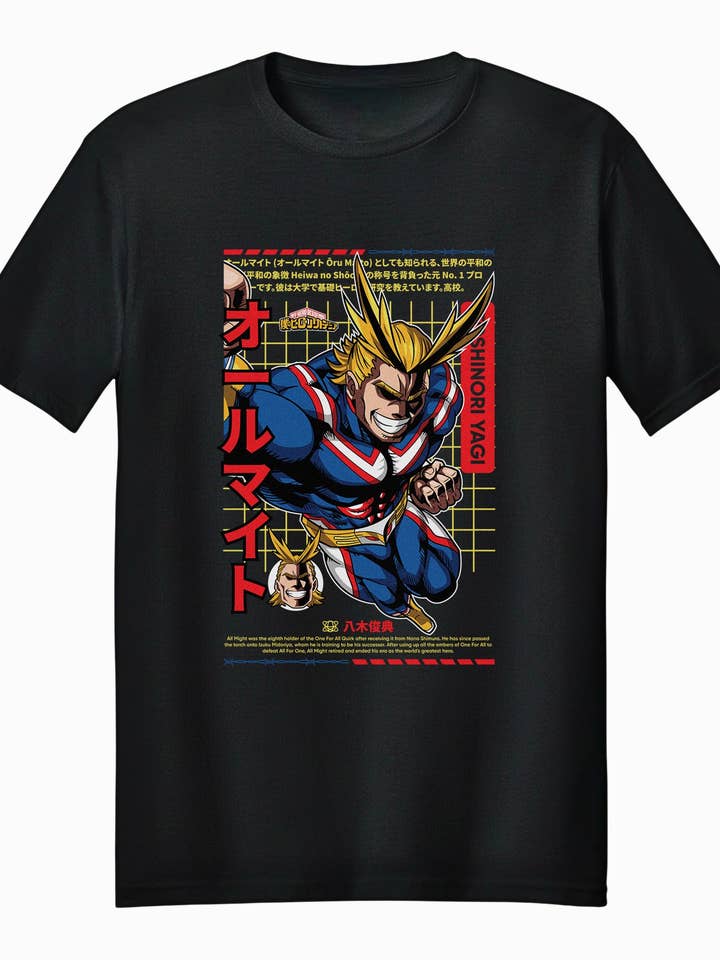 Fundom - Vendita all'ingrosso Maglietta stampata - Unisex - Maglietta Unisex Adulta My Hero Academia All Might Hero Rise