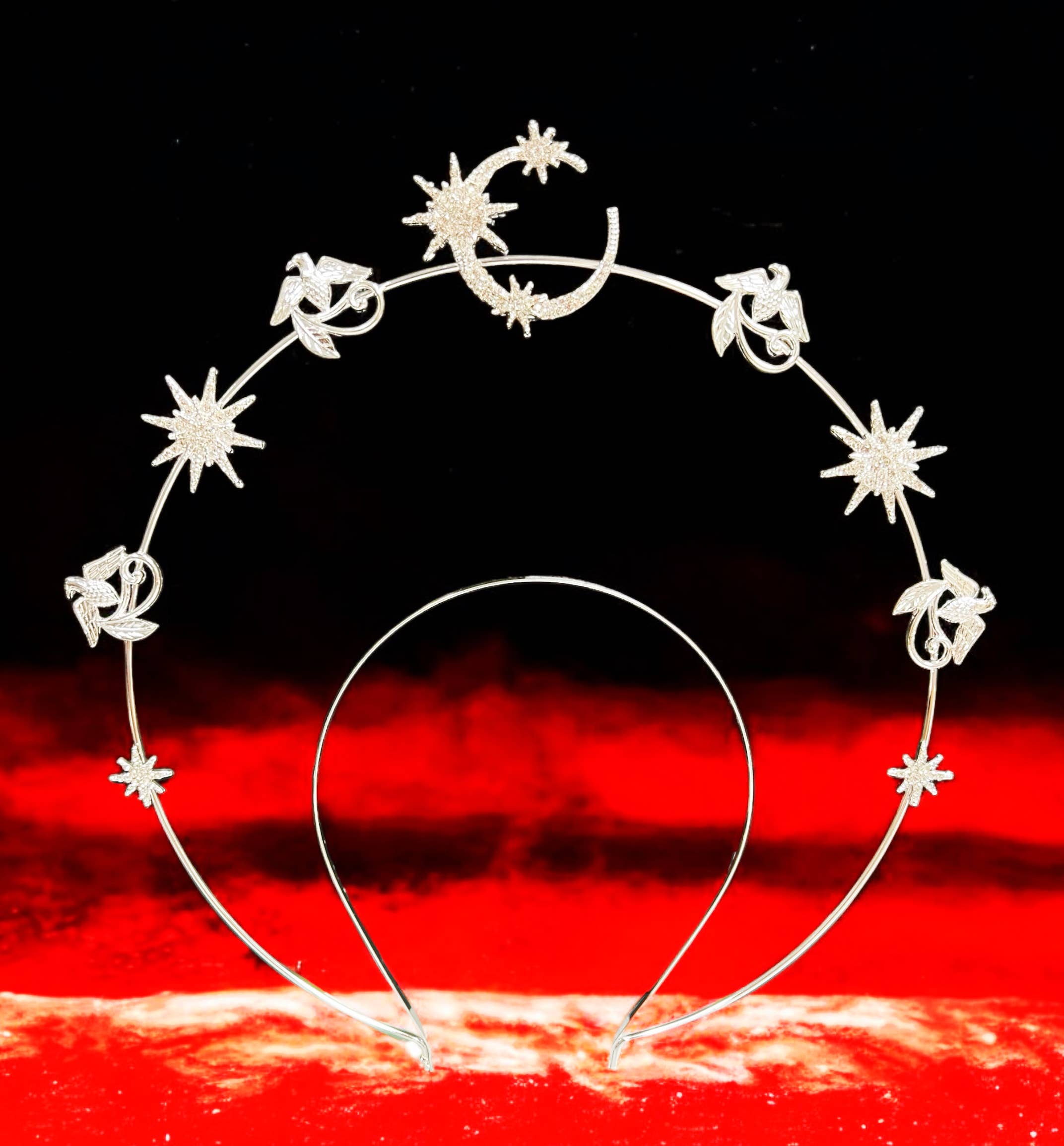 Happy Dream Gifts - Wholesale Feestmuts/hoed/kroon - Goddess Halo Crown, hoofdband met zilveren ster, kroon voor vogelliefhebbers6