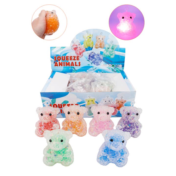 Cap Zone – wholesale Squishy toy – Kids & Baby – Rose Teddy Bear LED Sequined Water Bead Squishy