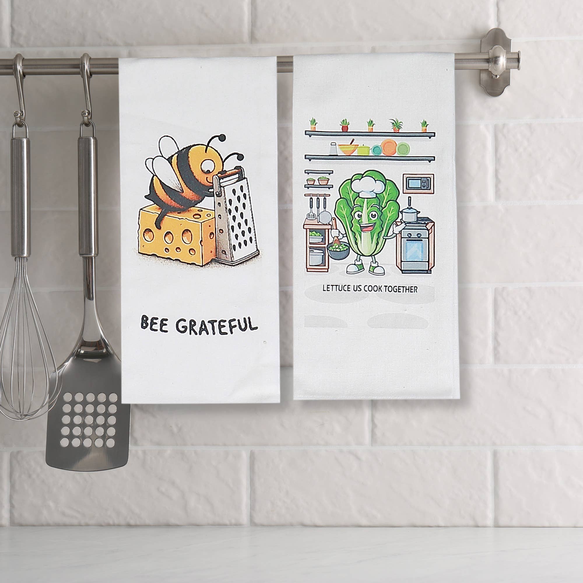 Multi Printed Kitchen Towel Punny Sayings Assorted for wholesale on Faire1