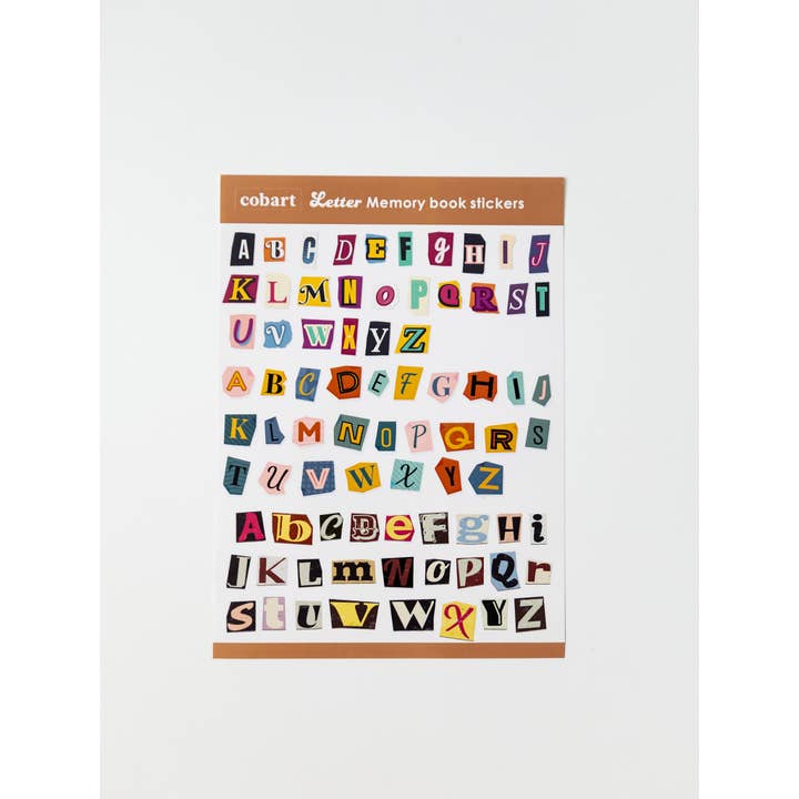 Klistermärkesark med scrapbook-bokstäver för wholesale av Cobart