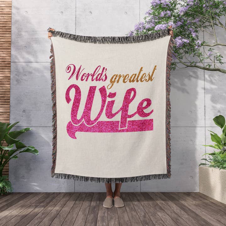 3dRose - Wholesale Throw Blanket - 3dRose, Worlds Greatest Wife - Romantic Marriage Or Wedding Gifts Anniversary For Her - Best Wife - Hot Pink, Blanket2