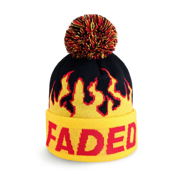 ChoKoLids - Wholesale Beanie - Women's - CHOK.LIDS Faded Fire Flame Design Knit Cuff Pom Beanies Hats