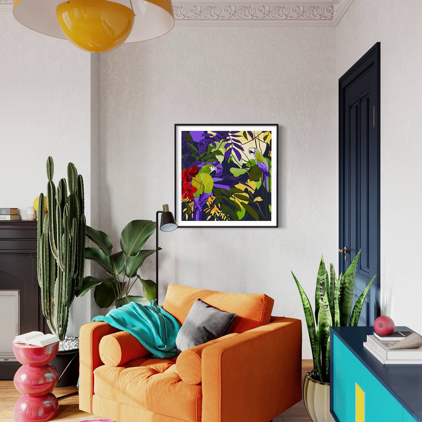 Rosie Reiter - Wholesale Art Print - Art Print ‘Parrots Amid Hibiscus’  30 x 30 cm3