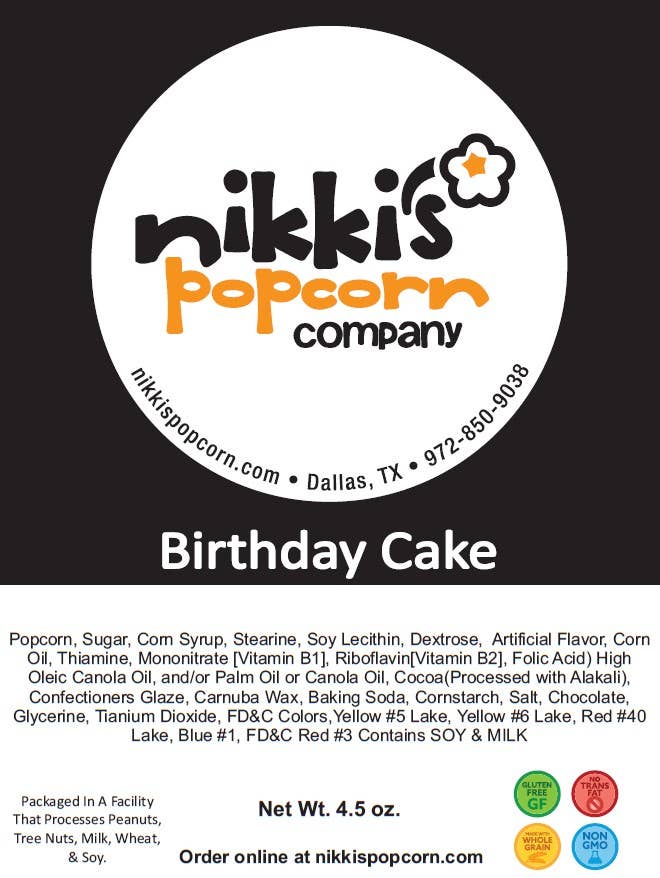 Nikki's Popcorn Company - Wholesale Popcorn - 4 Cup Peg Bag - Birthday Cake Popcorn2