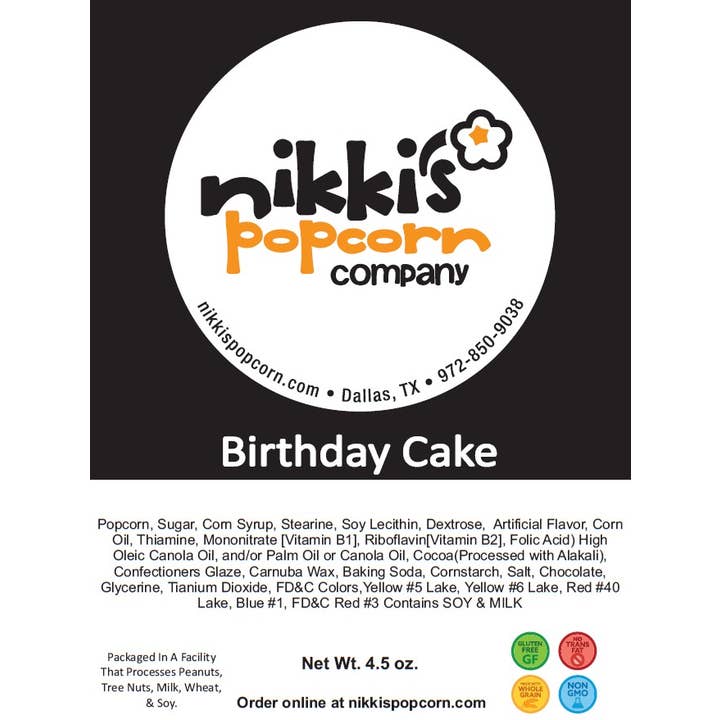 Nikki's Popcorn Company - Wholesale Popcorn - 4 Cup Peg Bag - Birthday Cake Popcorn2