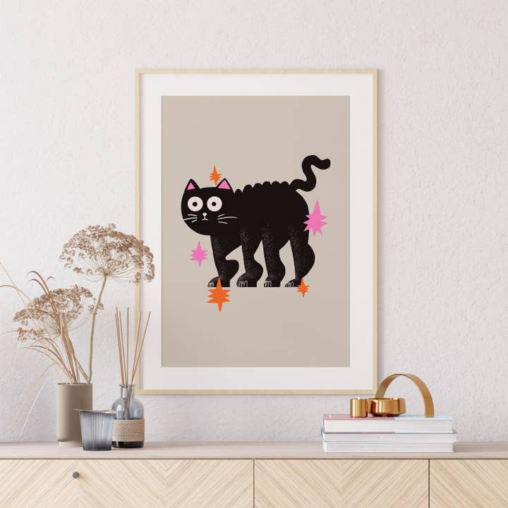 Tableau Boho Chat Noir No62 pour la vente par el&chic