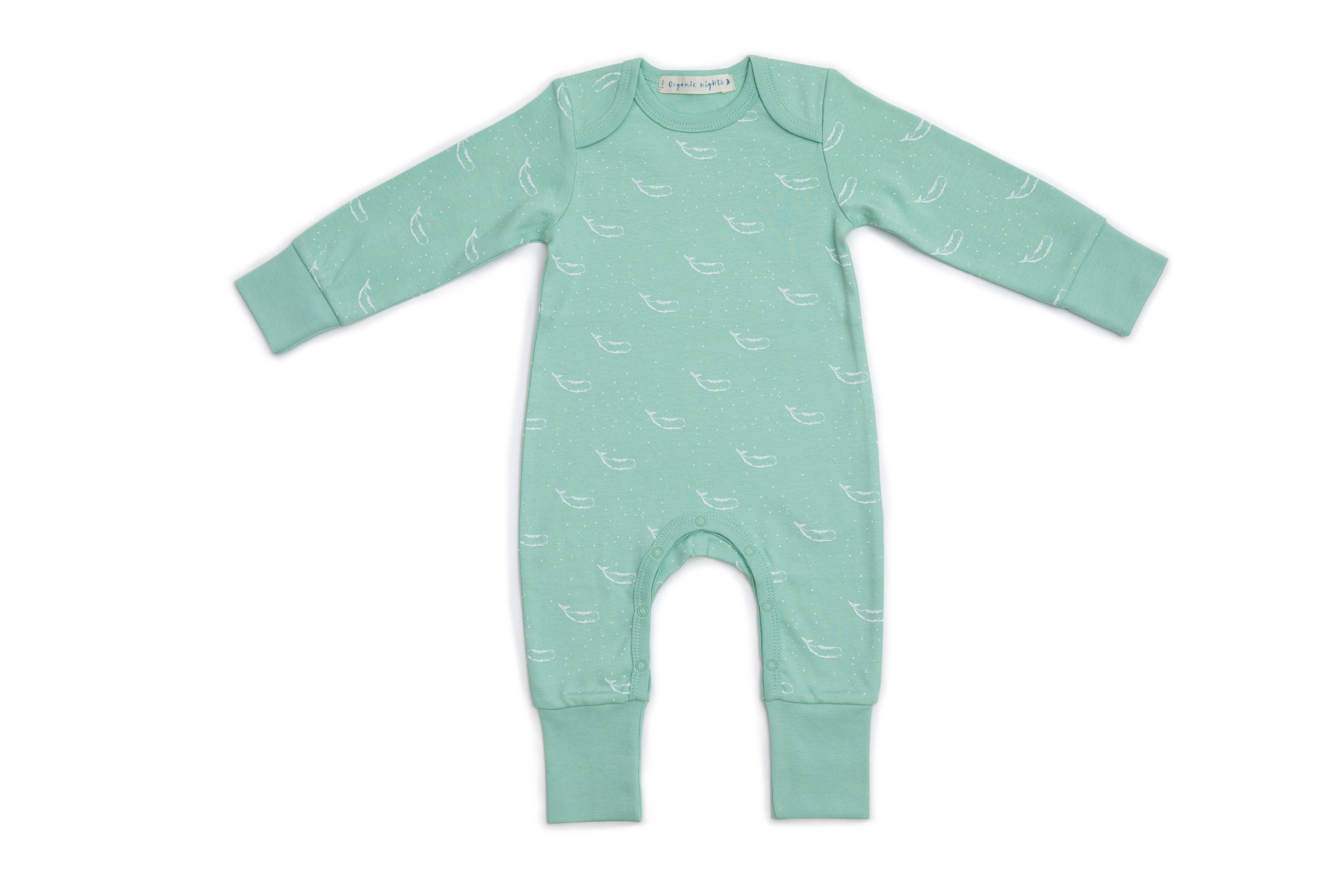 Organic Nights - Wholesale Sleepsuit - Baby - Sage Green Sleepsuit  0