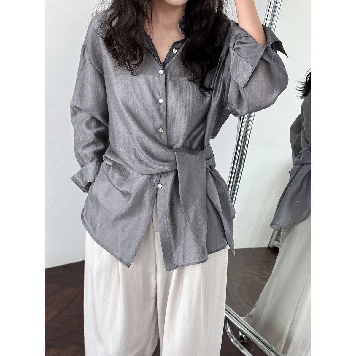Marayn - Wholesale Button Down Shirt - Women's - 2025 NEW Luxe Tencel Sun Shirt Effortless French Style3