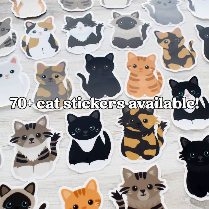 Chester and Pearl - Wholesale Sticker - Looks Like My Cat! Long-haired orange tabby tuxedo cat with blaze sticker