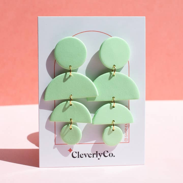 The "Fishtail" Statement Earrings in Mint for wholesale by CleverlyCo.