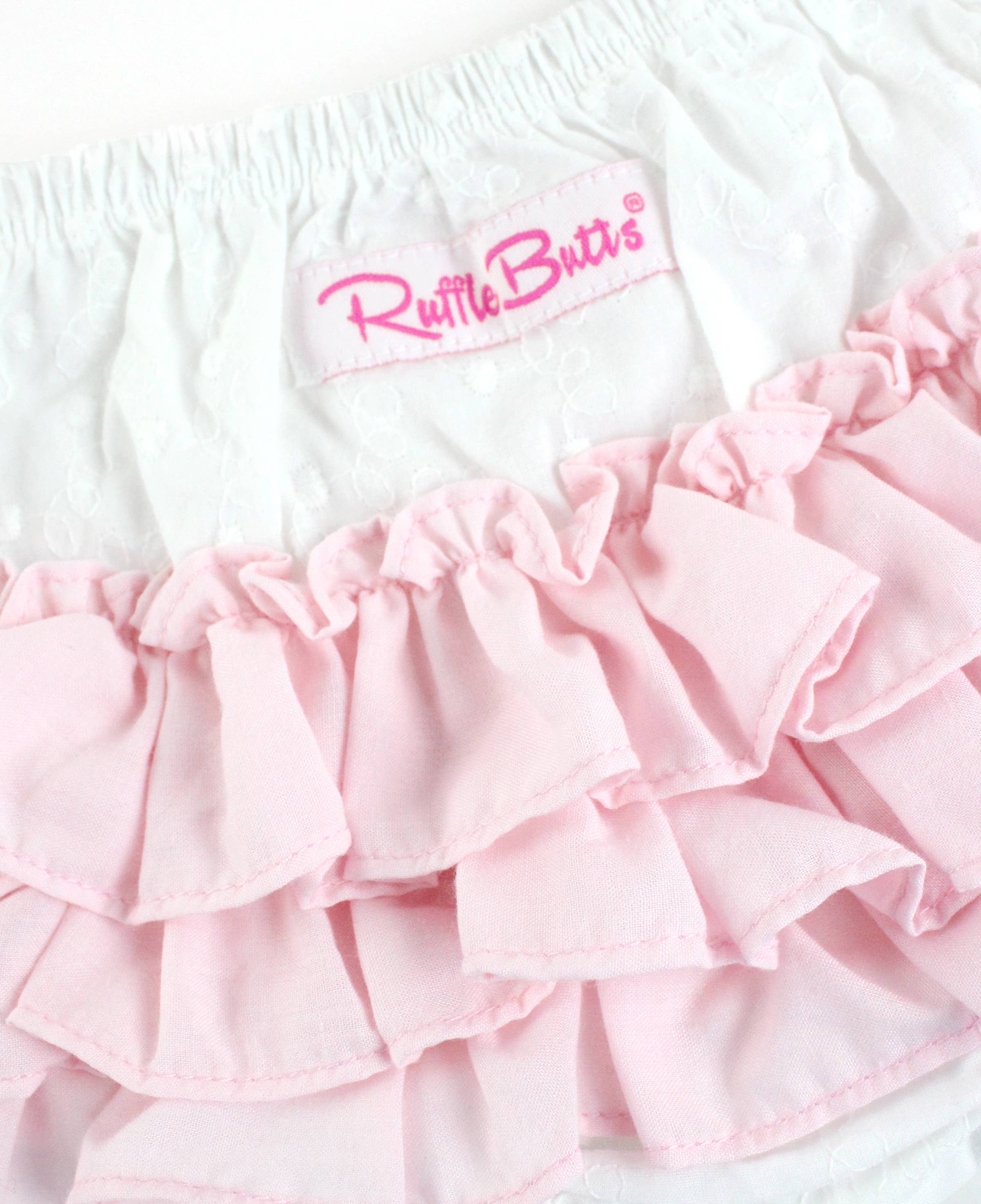 Baby Girls White & Pink Swiss Dot Swing Top & Bloomer Set for wholesale on Faire5