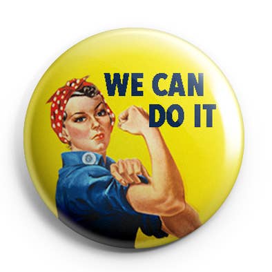 Tasto/distintivo Pinback We Can Do It da 1,25 pollici per la vendita all'ingrosso da parte di Prickly Cactus Collage