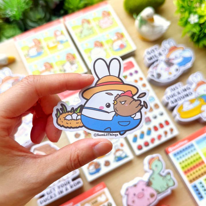 Autocolante de Vinil Coelho com Galinha por atacado de SumLilThings