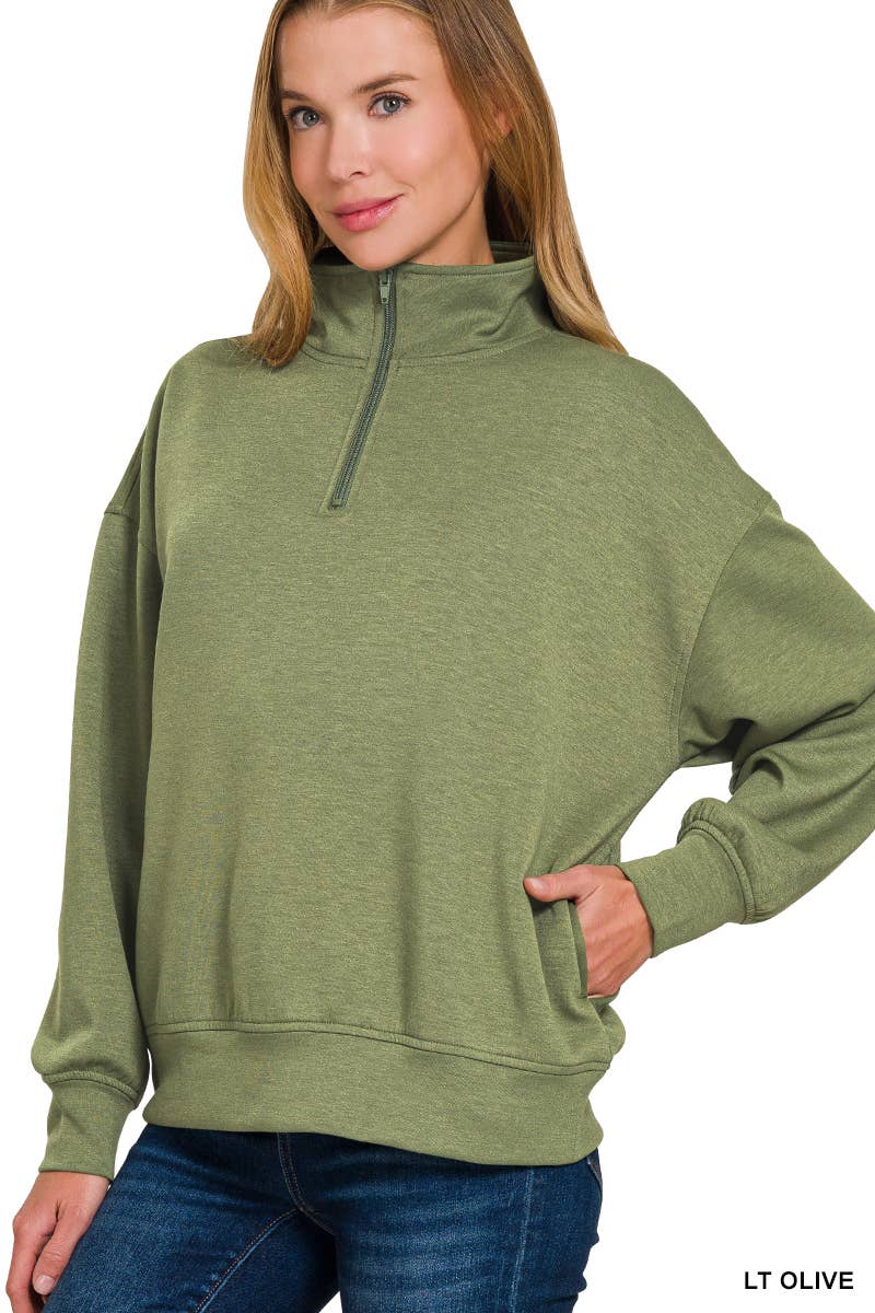 42POPS – wholesale Sweatshirt - Dam – , 0925 Scuba Half Zip Pullover med fickor SI-2704111