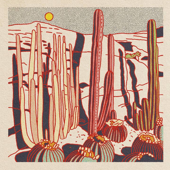 Cactus Planet #3 12"x12" Print for wholesale by Caroline Clark