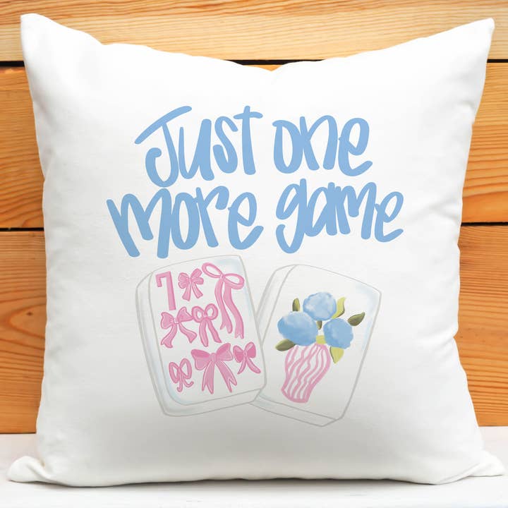 Mahjong Throw Pillow, Just One More Game Floral Mahj for wholesale by Canary Road