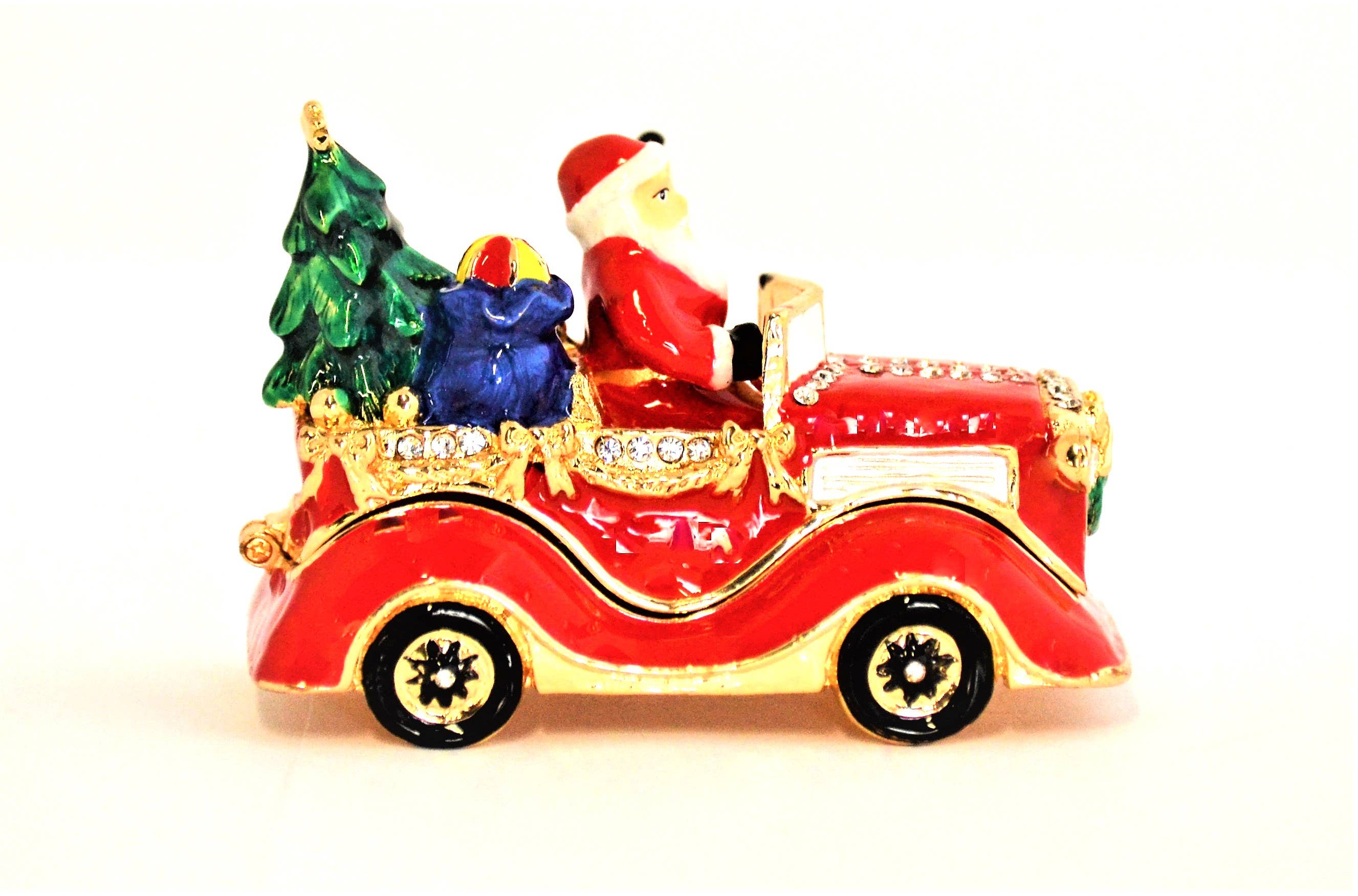 Ciel Collectables - Wholesale Christmas Decoration - Santaclause in Car Trinket Box. Hand Crafted With Crystals4