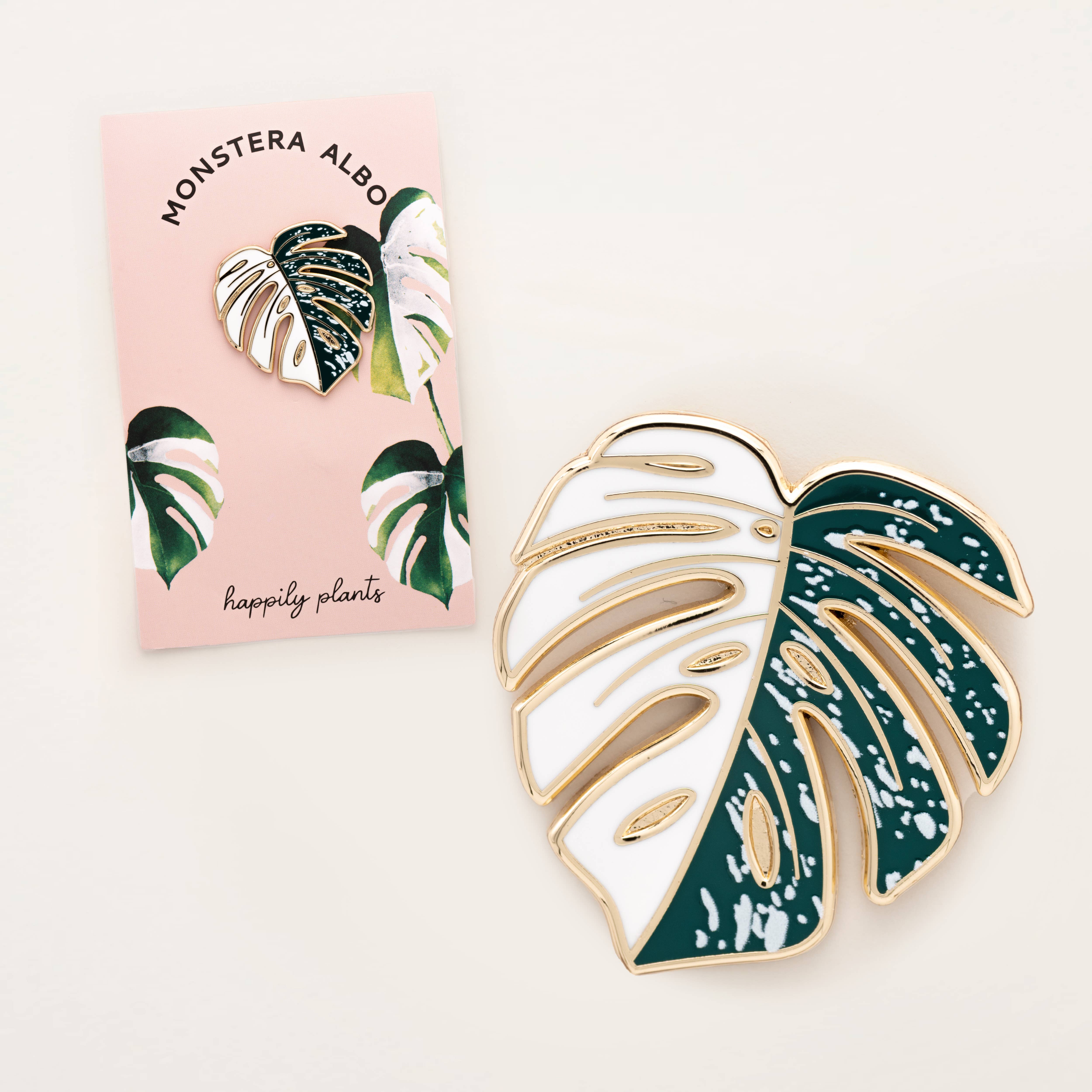 Happily Plants - Wholesale Lapel Pin/Button - Variegated Monstera Albo Plant Enamel Lapel Pin1